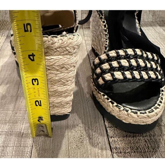 Vince Camuto Brisshel Leather Espadrille Wedge Sandal | Black & Natual | Sz 8.5 - Picture 3 of 13